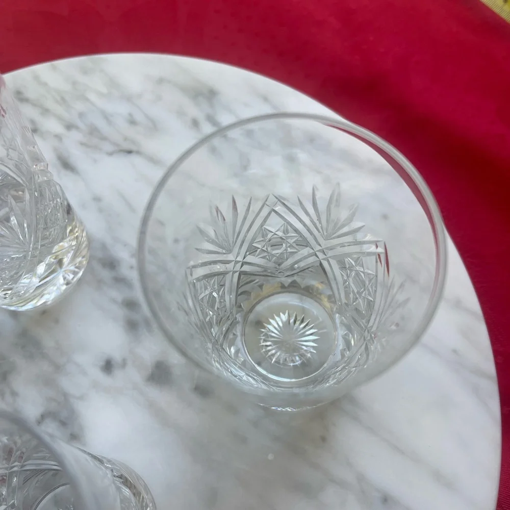 Vintage Set of 4 Webb England crystal St Andrews whiskey glasses signed